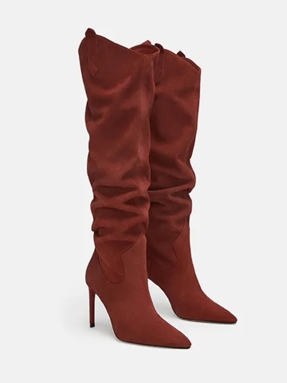Zara Slouchy Suede Tall Cowboy Boots